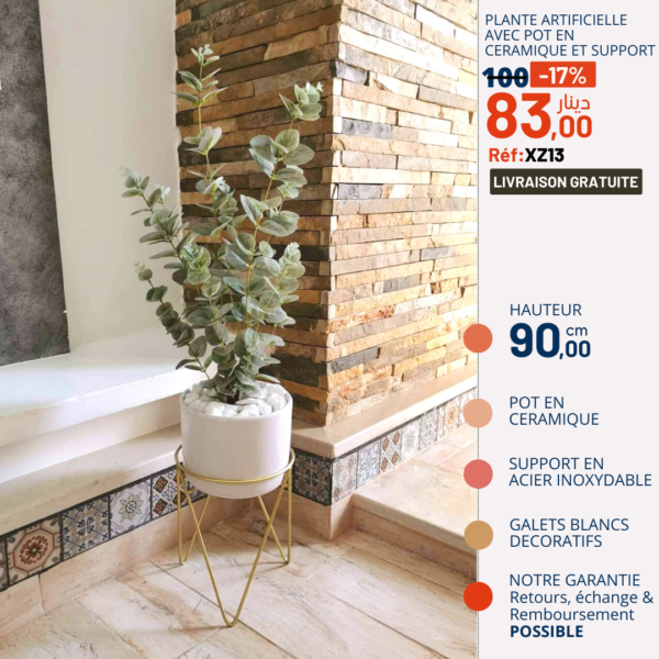 Plante artificielle eucalyptus Avec Pot En Céramique Et Support XZ13