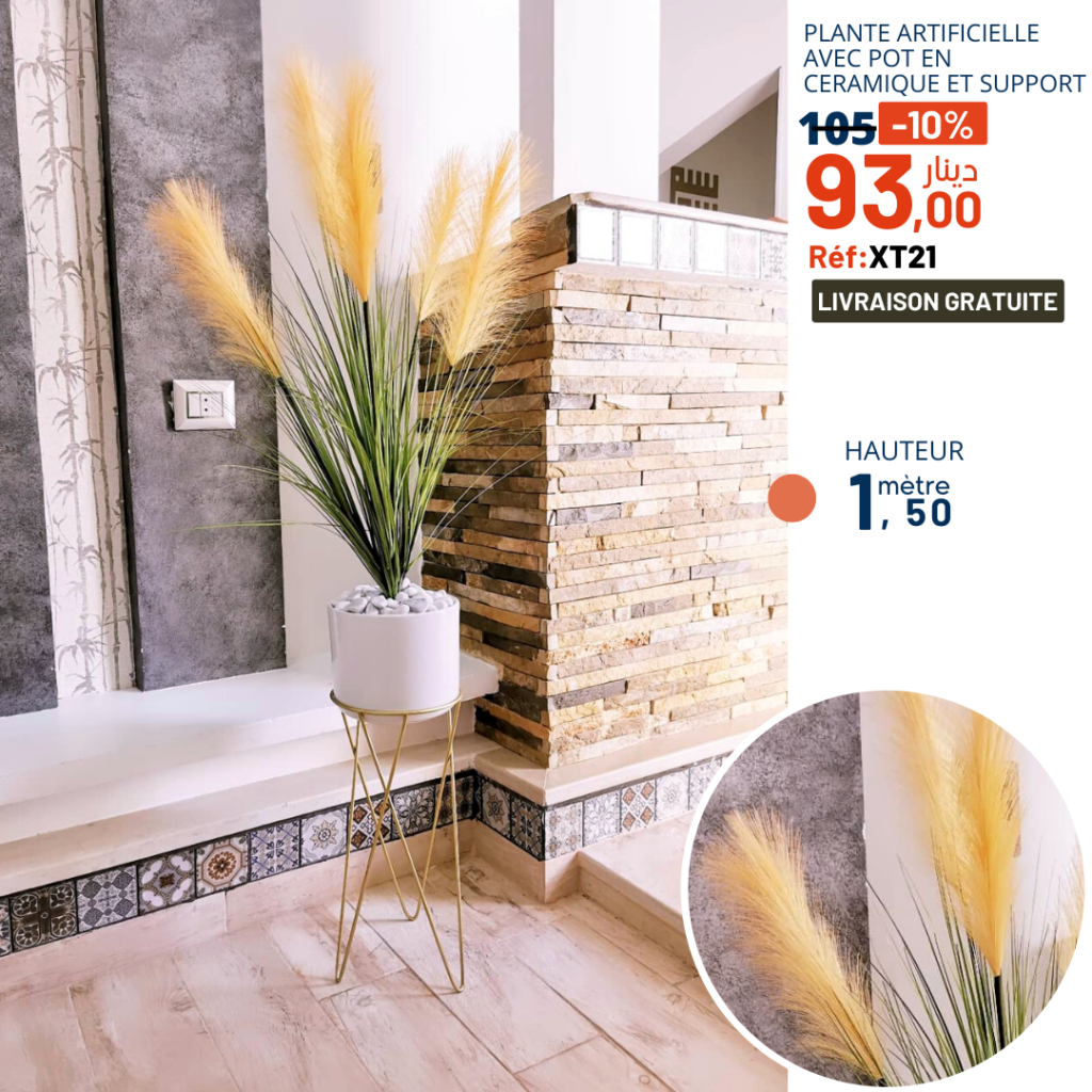 Herbe De Pampa Artificielle Dans Un Pot En Céramique M9 - Plantes D