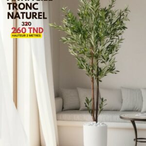 olivier artificiel 2m tronc naturel pot ceramique blanc galets