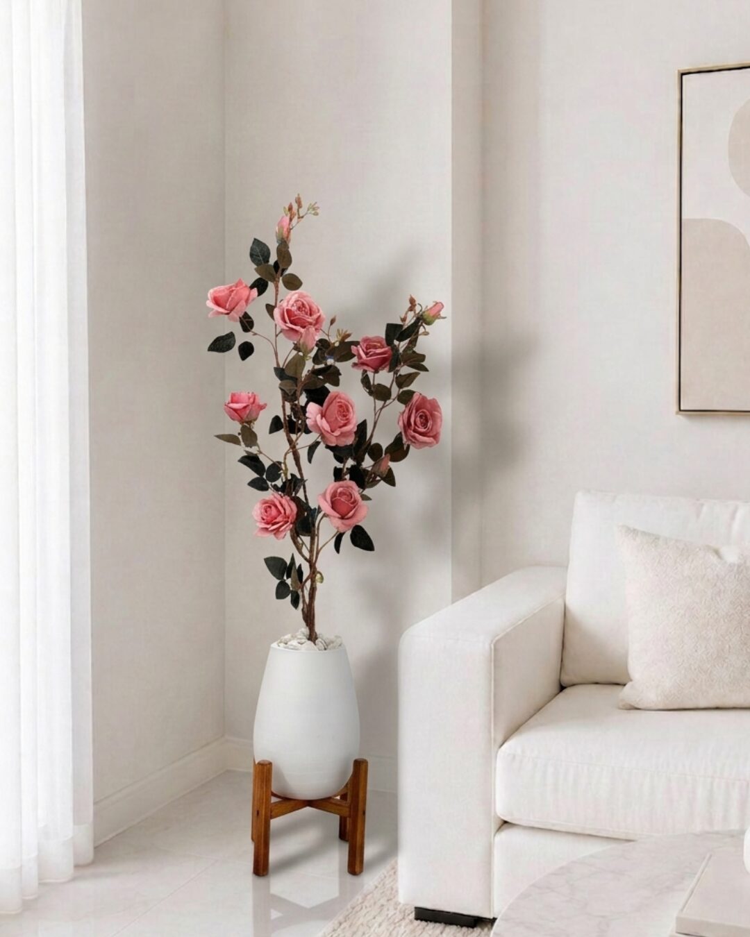 Rosier Artificiel Rose en Pot
