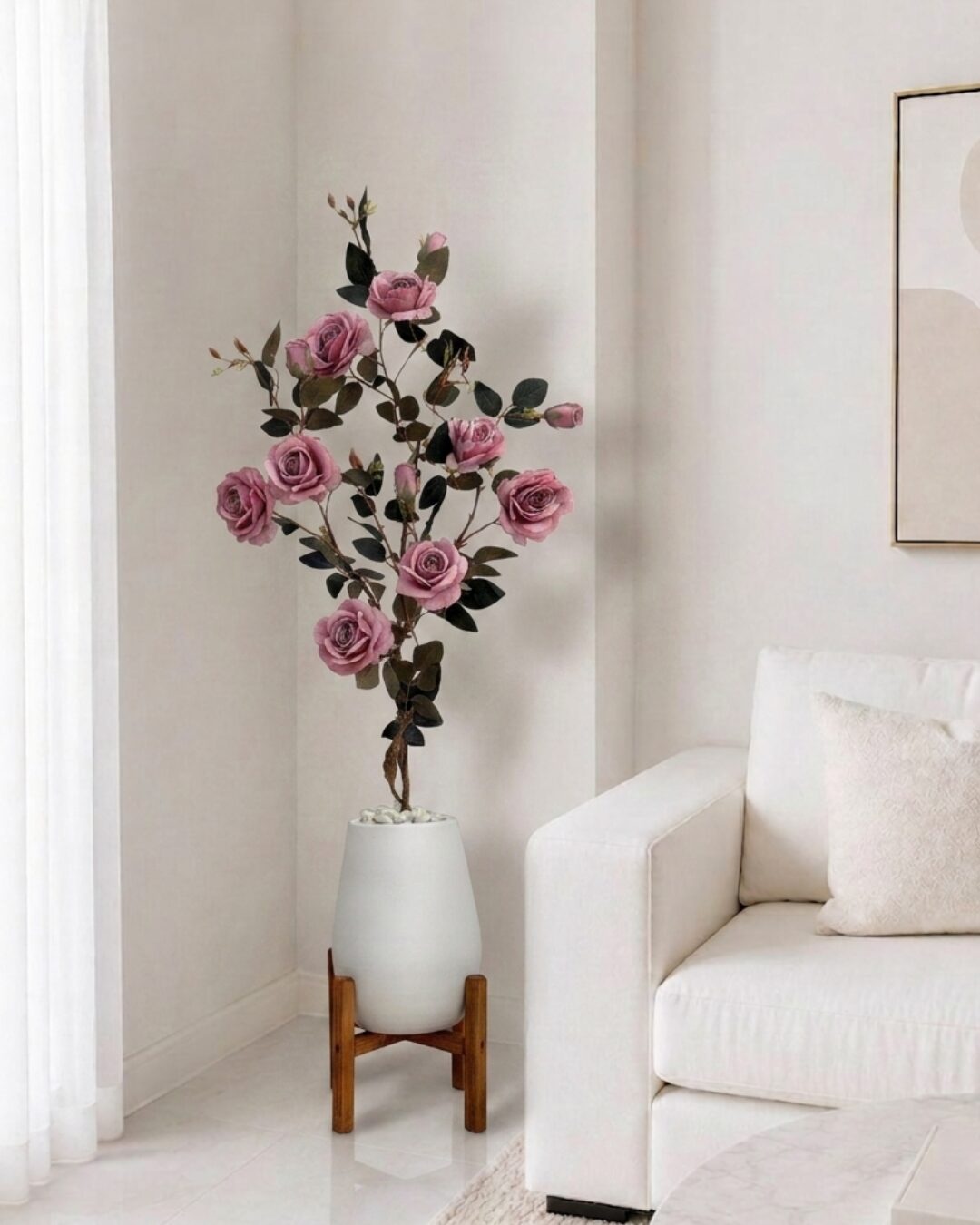 Rosier Artificiel Vieux Rose en Pot